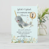 Leuk Onder het Zee Narwhal Verjaardagsuitnodiging Kaart (Staand voorkant)