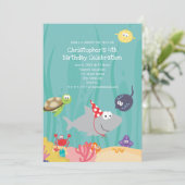 Leuk onder het Zee Verjaardagsuitnodiging Kaart (Staand voorkant)