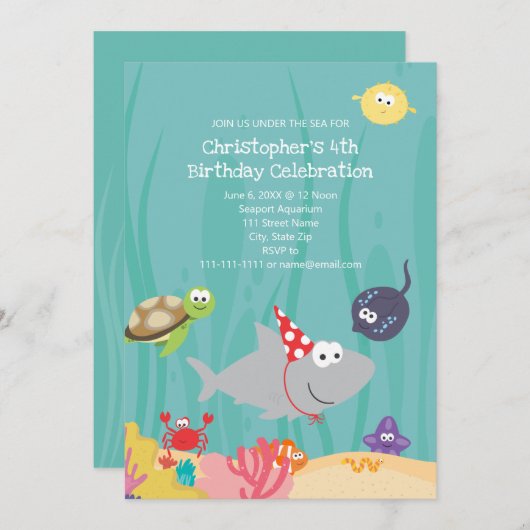 Leuk onder het Zee Verjaardagsuitnodiging Kaart (Voorkant / Achterkant)