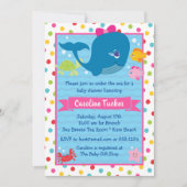 Leuk Onder het Zee Walvis Roze Meisje Baby shower Kaart (Voorkant)