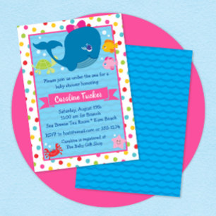 Leuk Onder het Zee Walvis Roze Meisje Baby shower Kaart