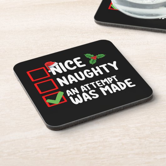 Leuk ondeugend Een poging werd gedaan Kerstlijst H Bier Onderzetter (Linkerzijde)