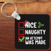 Leuk ondeugend Een poging werd gedaan Kerstlijst H Sleutelhanger (Voorkant)