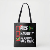 Leuk ondeugend Een poging werd gedaan Kerstlijst H Tote Bag (Voorkant)