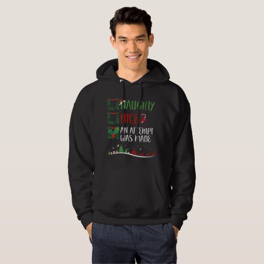Leuk Ondeugend EEN POGING WERD GEMAAKT Kerstman H Hoodie (Voorkant volledig)