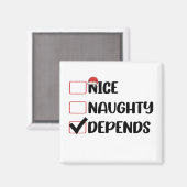 Leuk ondeugend hangt af van Kerstman Kerstlijst Magneet (Voorkant / Achterkant)