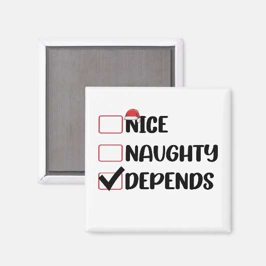 Leuk ondeugend hangt af van Kerstman Kerstlijst Magneet (Voorkant / Achterkant)