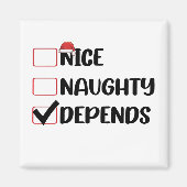 Leuk ondeugend hangt af van Kerstman Kerstlijst Magneet (Voorkant)