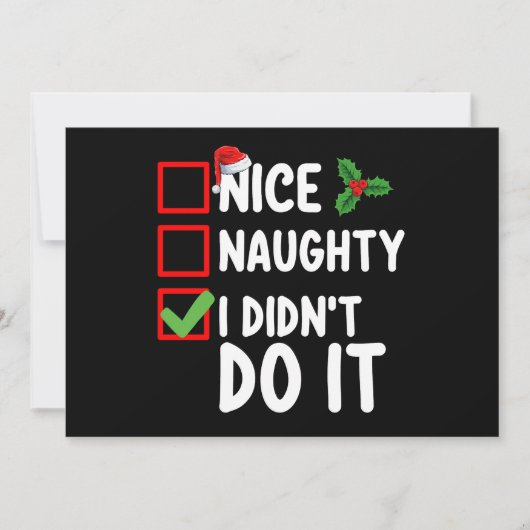 Leuk ondeugend ik heb het niet gedaan kerstlijst v kaart (Voorkant)