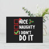 Leuk ondeugend ik heb het niet gedaan kerstlijst v kaart (Staand voorkant)