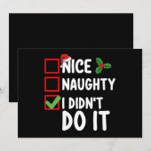 Leuk ondeugend ik heb het niet gedaan kerstlijst v kaart (Voorkant / Achterkant)