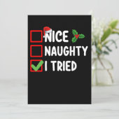 Leuk ondeugend Ik probeerde Kerstmis lijst vakanti Kaart (Staand voorkant)