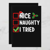 Leuk ondeugend Ik probeerde Kerstmis lijst vakanti Kaart (Voorkant / Achterkant)