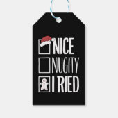 Leuk ondeugend Ik probeerde Santa's ondeugende lij Cadeaulabel (Achterkant)