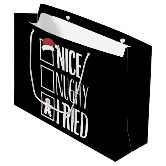 Leuk ondeugend Ik probeerde Santa's ondeugende lij Groot Cadeauzakje (Voorkant Gekanteld)