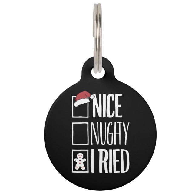 Leuk ondeugend Ik probeerde Santa's ondeugende lij Huisdierpenning (Voorkant)