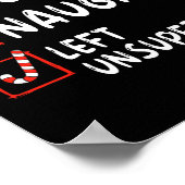 Leuk ondeugend links zonder toezicht kerstlijst fa poster (Hoek)