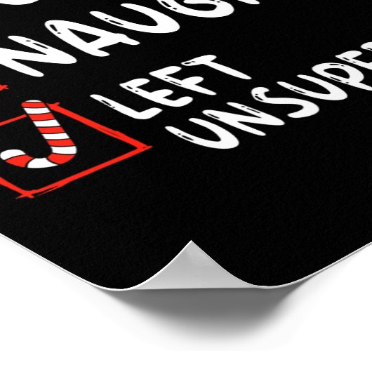 Leuk ondeugend links zonder toezicht kerstlijst fa poster (Hoek)