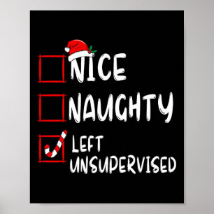 Leuk ondeugend links zonder toezicht kerstlijst fa poster