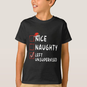 Leuk ondeugend links zonder toezicht kerstlijst fa t-shirt