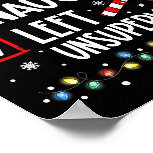 Leuk ondeugend links zonder toezicht kerstlijst Ho Poster (Hoek)