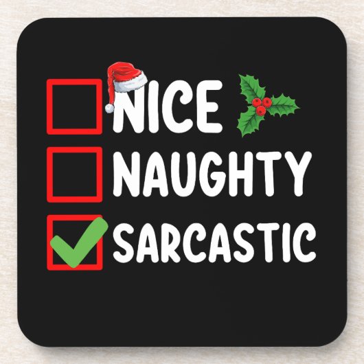 Leuk Ondeugend Sarcastisch Kerstlijst Sarcasme Bier Onderzetter (Voorkant)
