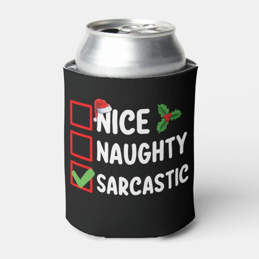 Leuk Ondeugend Sarcastisch Kerstlijst Sarcasme Blikjeskoeler (Blikje Voorkant)