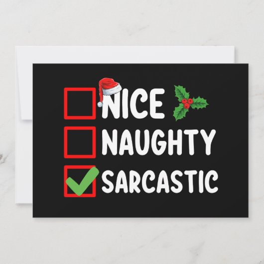 Leuk Ondeugend Sarcastisch Kerstlijst Sarcasme Kaart (Voorkant)
