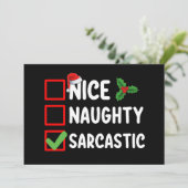 Leuk Ondeugend Sarcastisch Kerstlijst Sarcasme Kaart (Staand voorkant)