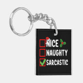 Leuk Ondeugend Sarcastisch Kerstlijst Sarcasme Sleutelhanger (Voorkant Links)
