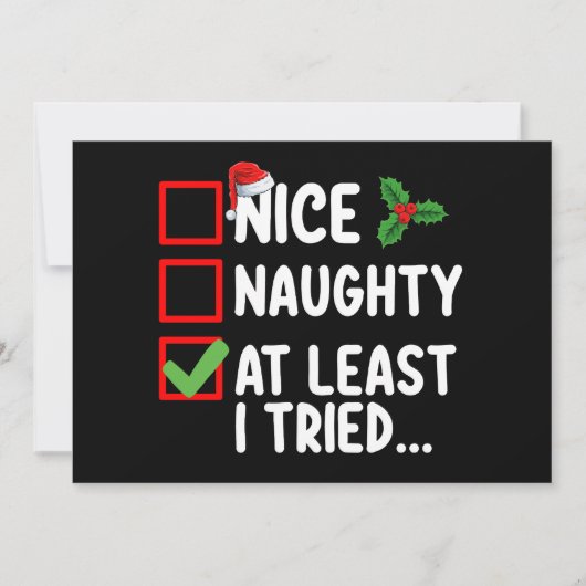 Leuk ondeugend tenminste ik probeerde kerstlijst d kaart (Voorkant)