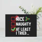 Leuk ondeugend tenminste ik probeerde kerstlijst d kaart (Staand voorkant)