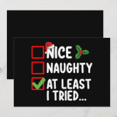 Leuk ondeugend tenminste ik probeerde kerstlijst d kaart (Voorkant / Achterkant)