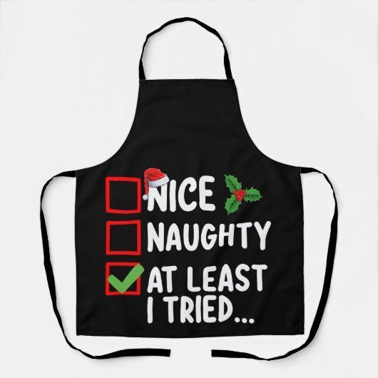 Leuk ondeugend tenminste ik probeerde kerstlijst d schort (Voorkant)