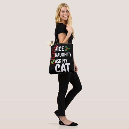 Leuk ondeugend Vraag mijn kat kerstlijst vakantie Tote Bag (Op model)