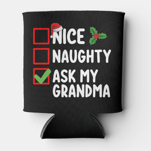 Leuk ondeugend Vraag mijn oma kerstlijst familie Blikjeskoeler (Voorkant)