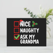 Leuk ondeugend Vraag mijn oma kerstlijst familie Kaart (Staand voorkant)