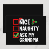 Leuk ondeugend Vraag mijn oma kerstlijst familie Kaart (Voorkant / Achterkant)