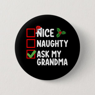 Leuk ondeugend Vraag mijn oma kerstlijst familie Ronde Button 5,7 Cm