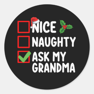 Leuk ondeugend Vraag mijn oma kerstlijst familie Ronde Sticker