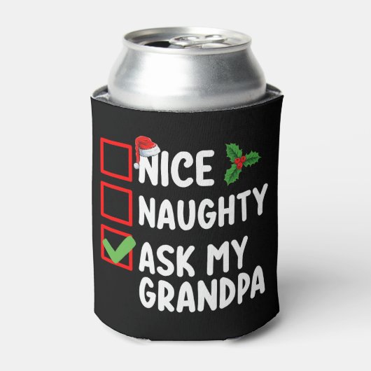 Leuk ondeugend Vraag mijn opa Kerstlijst familie Blikjeskoeler (Blikje Voorkant)