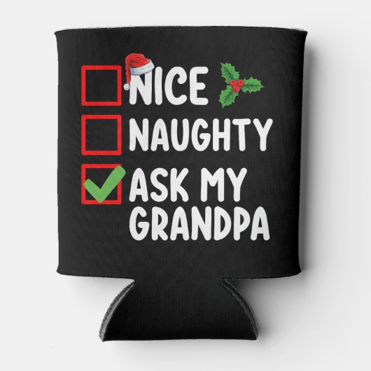 Leuk ondeugend Vraag mijn opa Kerstlijst familie Blikjeskoeler (Voorkant)