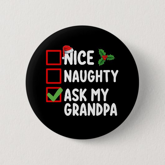 Leuk ondeugend Vraag mijn opa Kerstlijst familie Ronde Button 5,7 Cm (Voorkant)