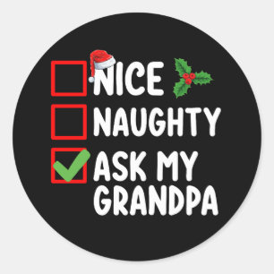 Leuk ondeugend Vraag mijn opa Kerstlijst familie Ronde Sticker