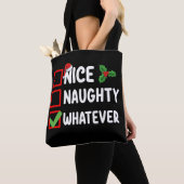 Leuk Ondeugend Wat Grappig Kerst Lijst Vakantie Tote Bag (Dichtbij)
