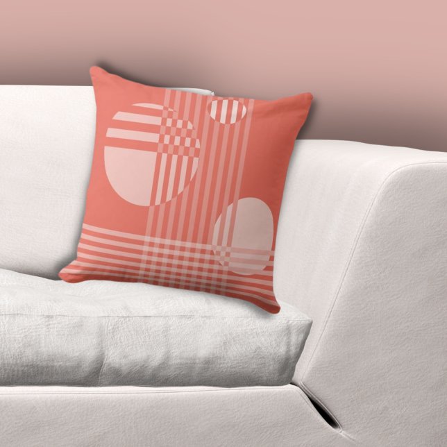 Leuk Onregelmatige Strepen & Cirkels Roze Kussen (Fun Irregular Stripes & Circles Pink Throw Pillow)