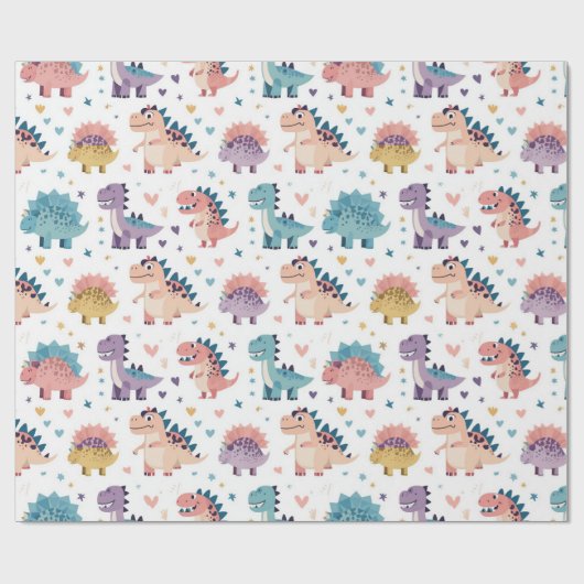 Leuk Ontwerp kleurrijk Dinosaurus Patroon Cadeaupapier (Vlak)