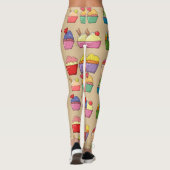 Leuk ontwerp Leuke hand getrokken cupcakes l Beige Leggings (Achterkant)