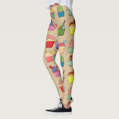 Leuk ontwerp Leuke hand getrokken cupcakes l Beige Leggings (Links)