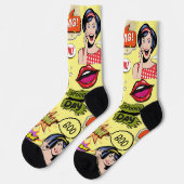 Leuk ontwerp retro pop art Geel kleurrijk girly Sokken (Links)